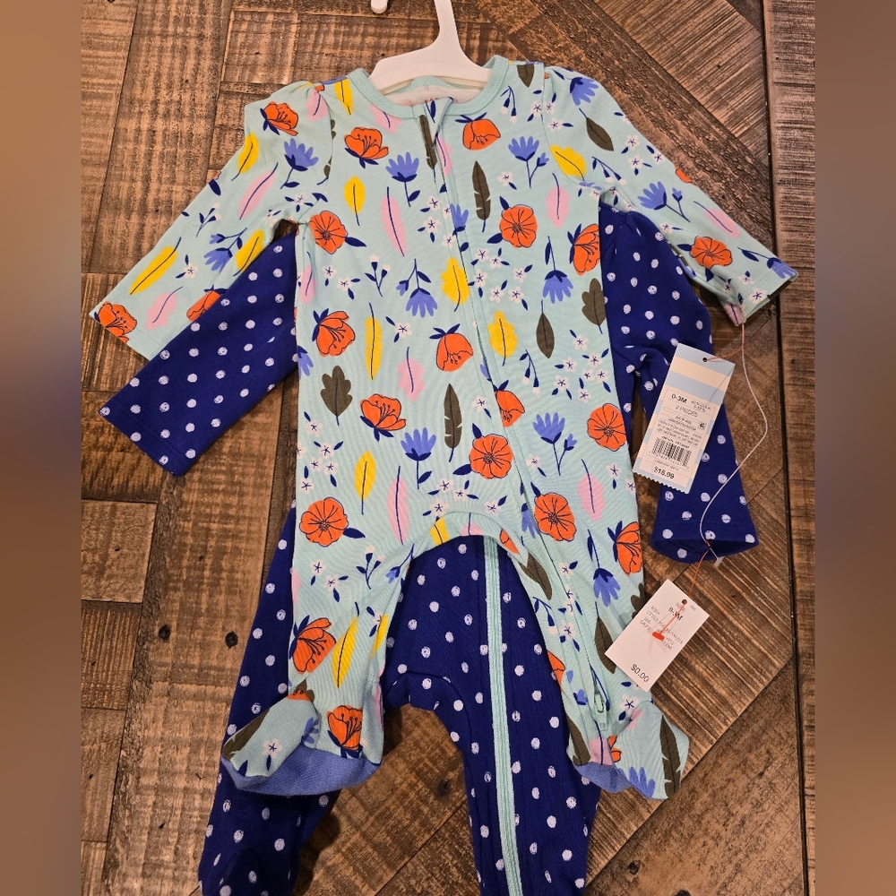 Floral and Polka Dot Baby Sleepers